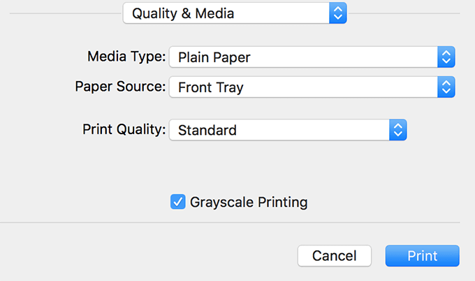 make my printer use the black ink for black and white pictures mac